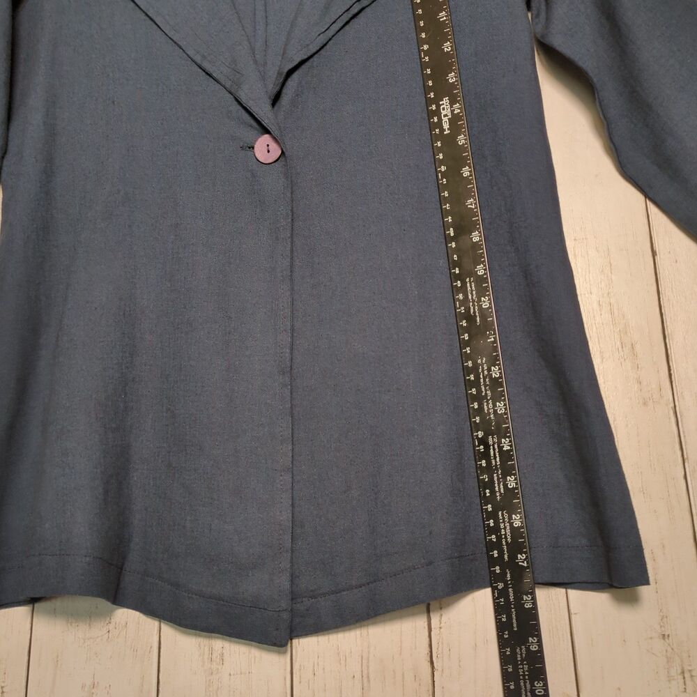 Blue Linen Blend Jacket Blazer Top Minimalist Lagen Womens 10 LUUKAA - Picture 8 of 12
